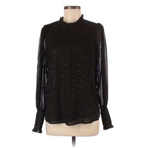 Rachel Zoe Lined Sheer Long Sleeve Blouse. Black and Gold. Size S. #671